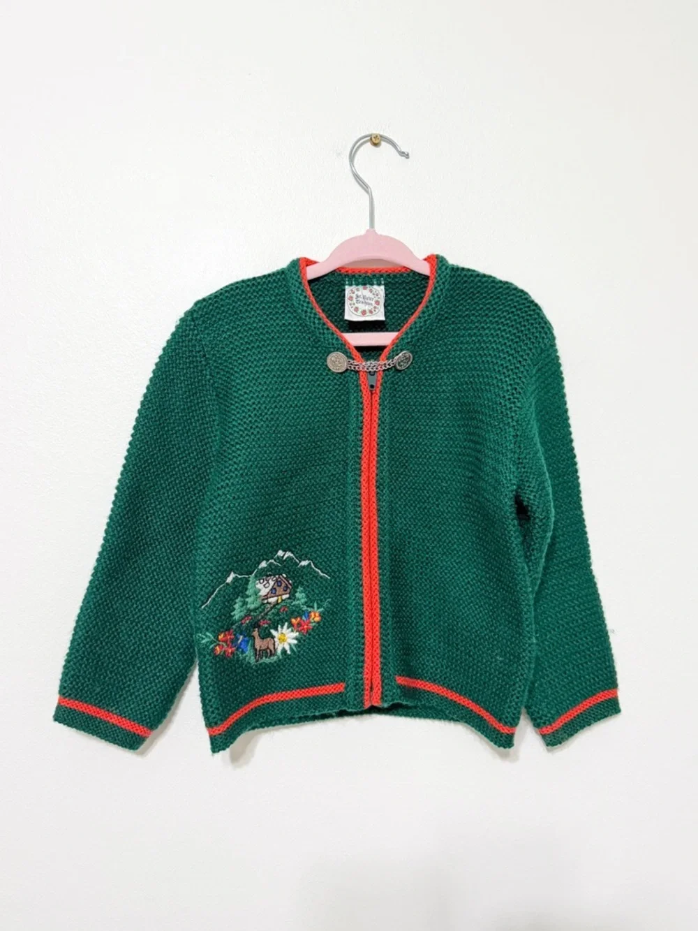 Vintage Embroidered St. Peter Trachten Cardigan Approx 2T Floral Farm Mountains